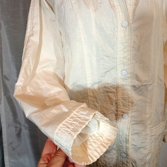 Haband Waterproof Windbreaker, Tudor CT Women Jacket off-white, BttnUp, Pckts,M - Picture 9 of 11